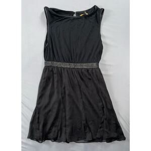 Alice + Olivia Flare Mini Dress Foss Leather Trimmed Dress Size 8 EUC!